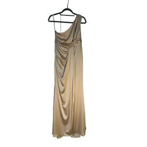 Meshki Calliope One Shoulder Maxi Dress Women's Small Champagne SZ 6